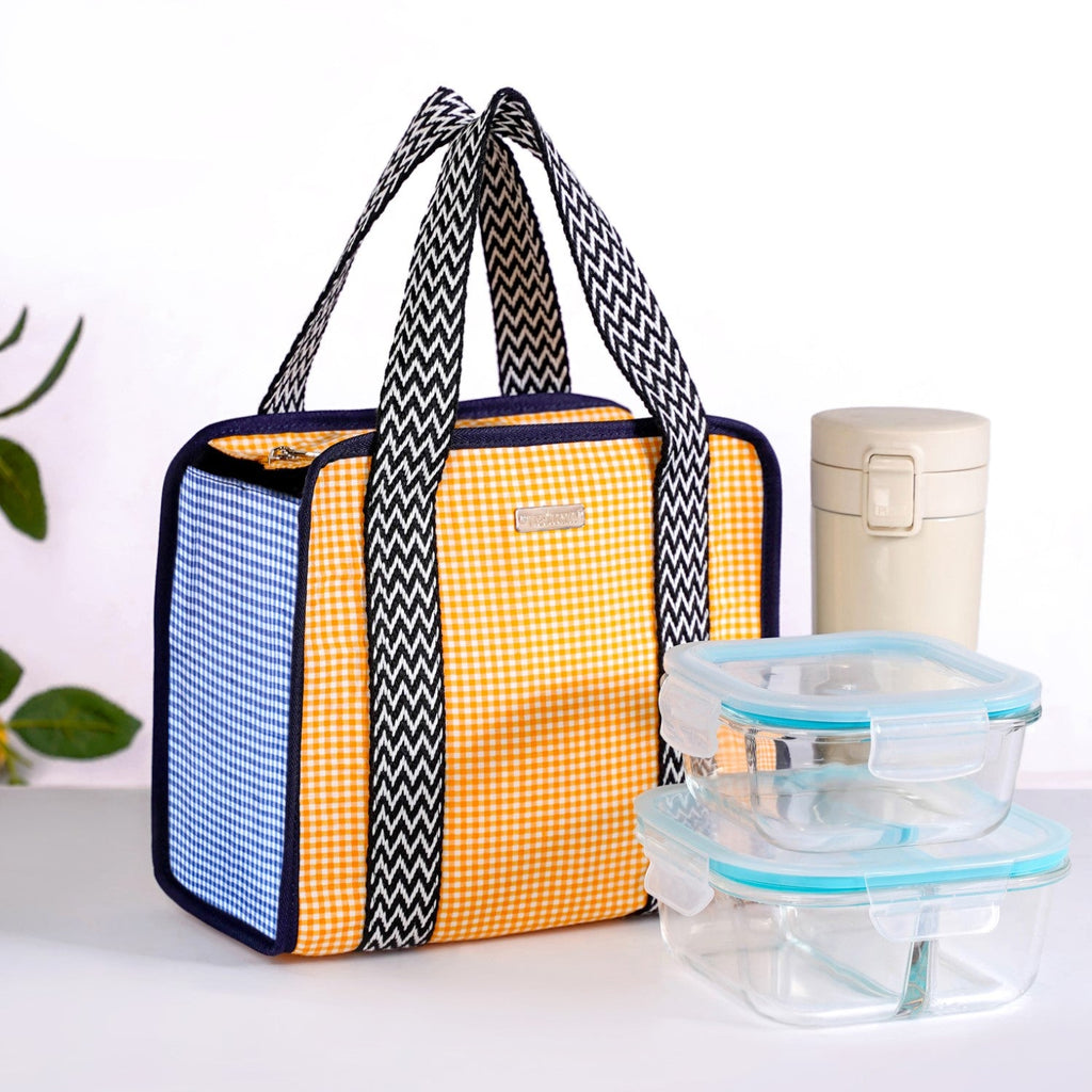 Zesty Checkered Lunch Bag Yellow Nestasia