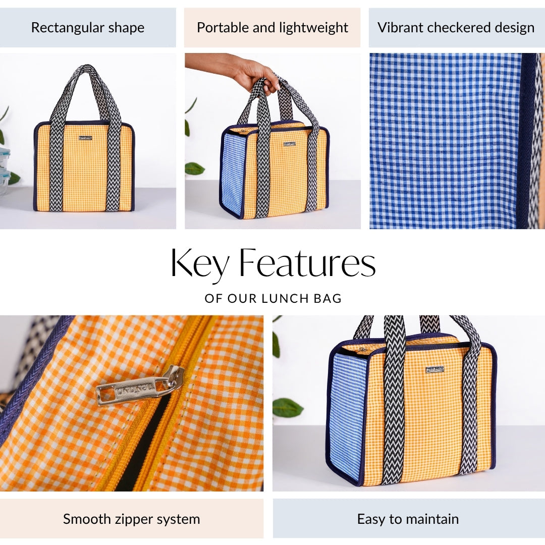 Zesty Checkered Lunch Bag Yellow Nestasia