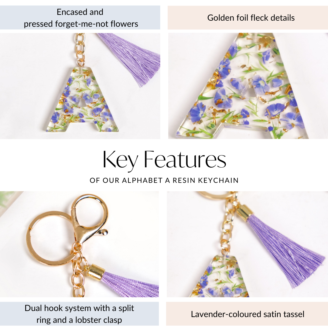 Lilac Dreams Alphabet A Resin Keychain Nestasia