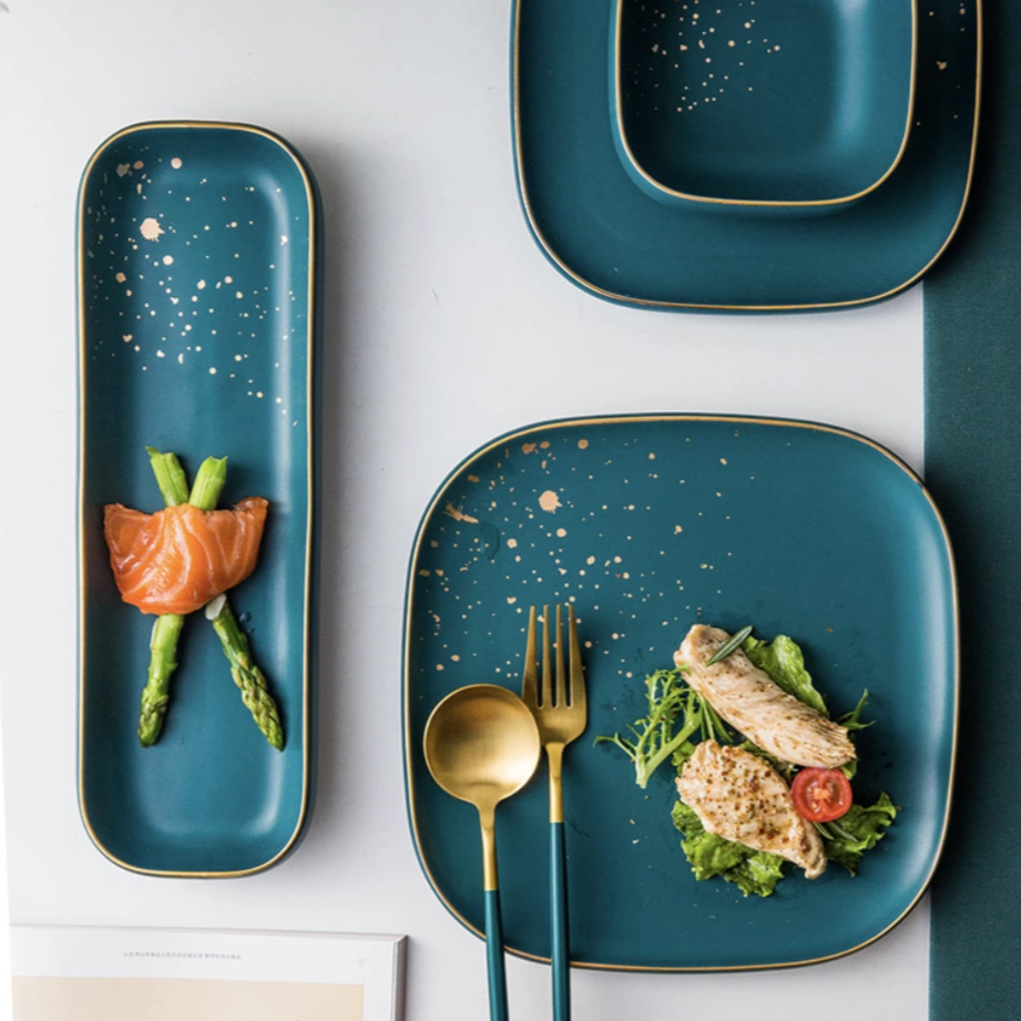 CARA long plate - midnight green Nestasia