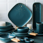 CARA square dinner plate - midnight green Nestasia