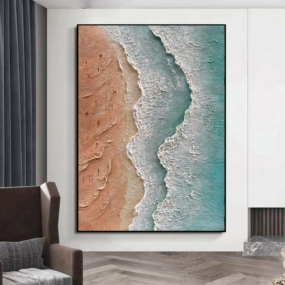 Handmade 3D Textured Acrylic Design Seaside Beach Vacation Landscape Canvas Oil Painting Wall Decor Art Unframed Wall Picture Crafts Hot Selling Pieces