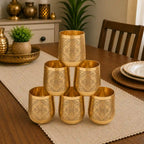 Brass Hand Carved Glass Pair Vedansh Craft