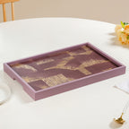 Modern Abstract Art Tray Set Of 2 Purple Matte Gold Nestasia