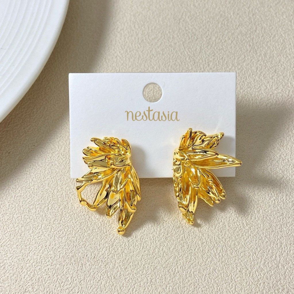 Abstract Wings Stud Earrings Gold Nestasia