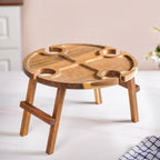 Acacia Wood Wine And Cheese Serving Tray Table Nestasia