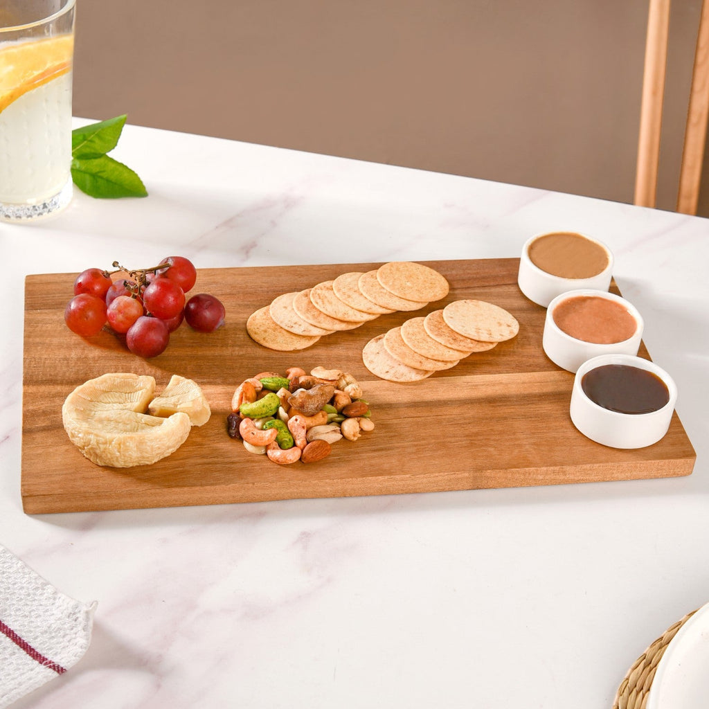 Acacia Wood Cheeseboard With Set Of 3 Small Bowls 50ml Nestasia