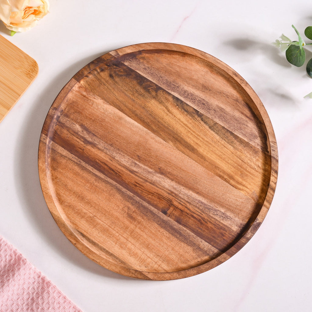 Acacia Wood Dessert Stand With Glass Cloche 26cm Nestasia