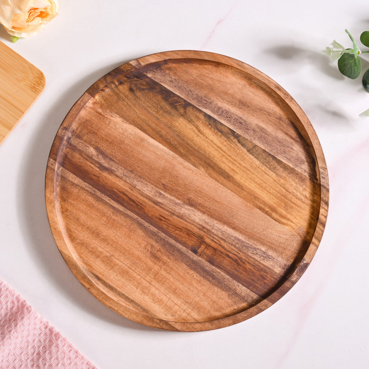 Acacia Wood Dessert Stand With Glass Cloche 26cm Nestasia