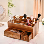 Acacia Wood Makeup Organiser Box For Dressing Table Nestasia