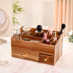 Acacia Wood Makeup Organiser Box For Dressing Table Nestasia