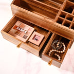 Acacia Wood Makeup Organiser Box For Dressing Table Nestasia