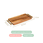 Acacia Wood Flat Serving Tray With Handles Nestasia