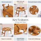 Acacia Wood Wine And Cheese Serving Tray Table Nestasia