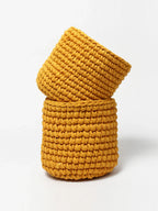 Set of 2 Natural Cotton Basket for Planters & Living Room Storage