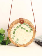 Lightweight Handmade Rattan Crossbody Bag for Vacation, Picnic and Everyday Wear