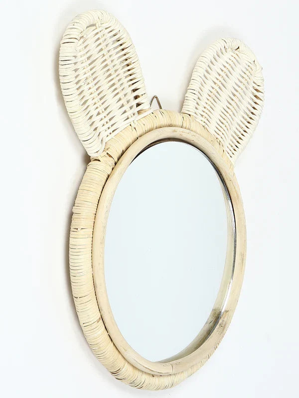Rustic Handmade Rattan Wall Mirror for Bedroom, Bathroom, or Hallway Accent