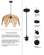 Boho Bamboo Ceiling Light for Hall and Living Area