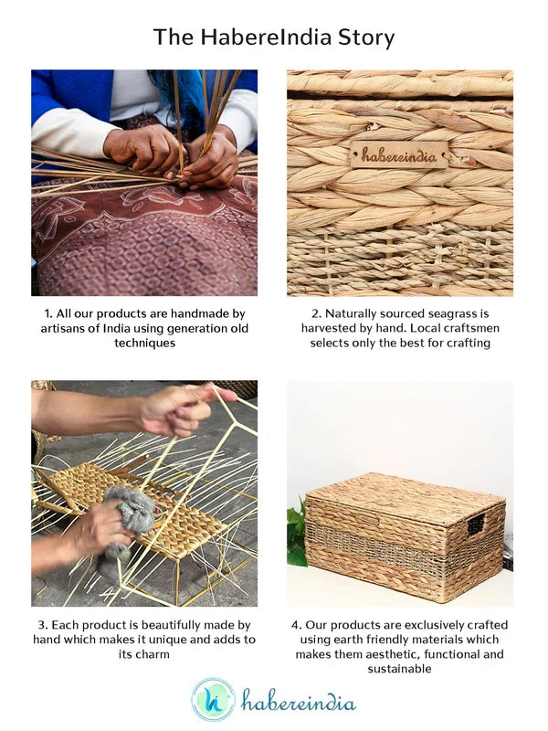 Eco-Friendly Seagrass Lid Box for Scarves, Belts & Wardrobe Essentials