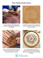 Rustic Handmade Round Cane Tray with Rangoli Mosaic for Stylish Serving and Display