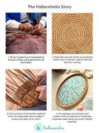 Natural Cane Oval Tray with Blue Tropical Design for Tabletop, Kitchen, and Home Decor