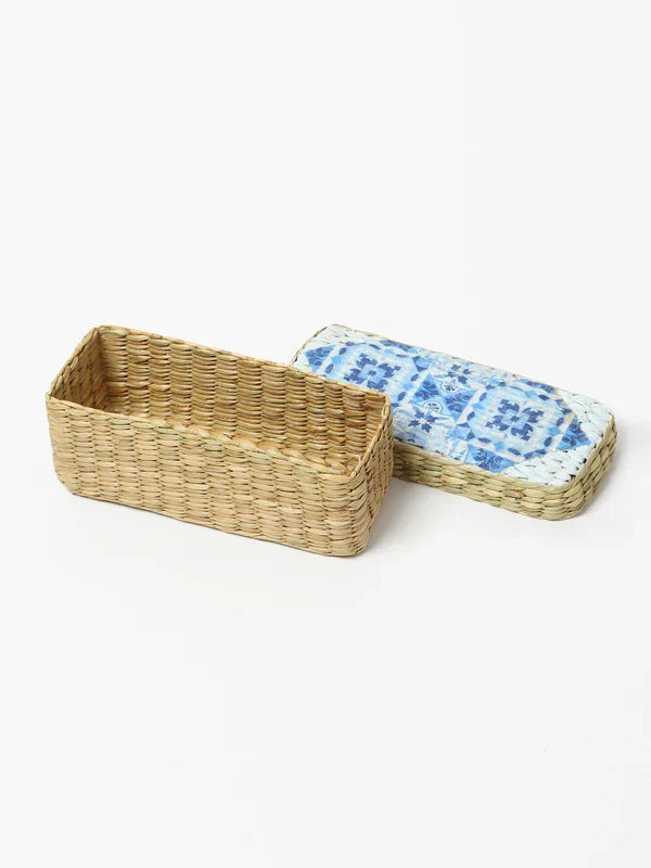 Eco-Friendly Long Seagrass Lid Box for Closet, Desk & Home Organization