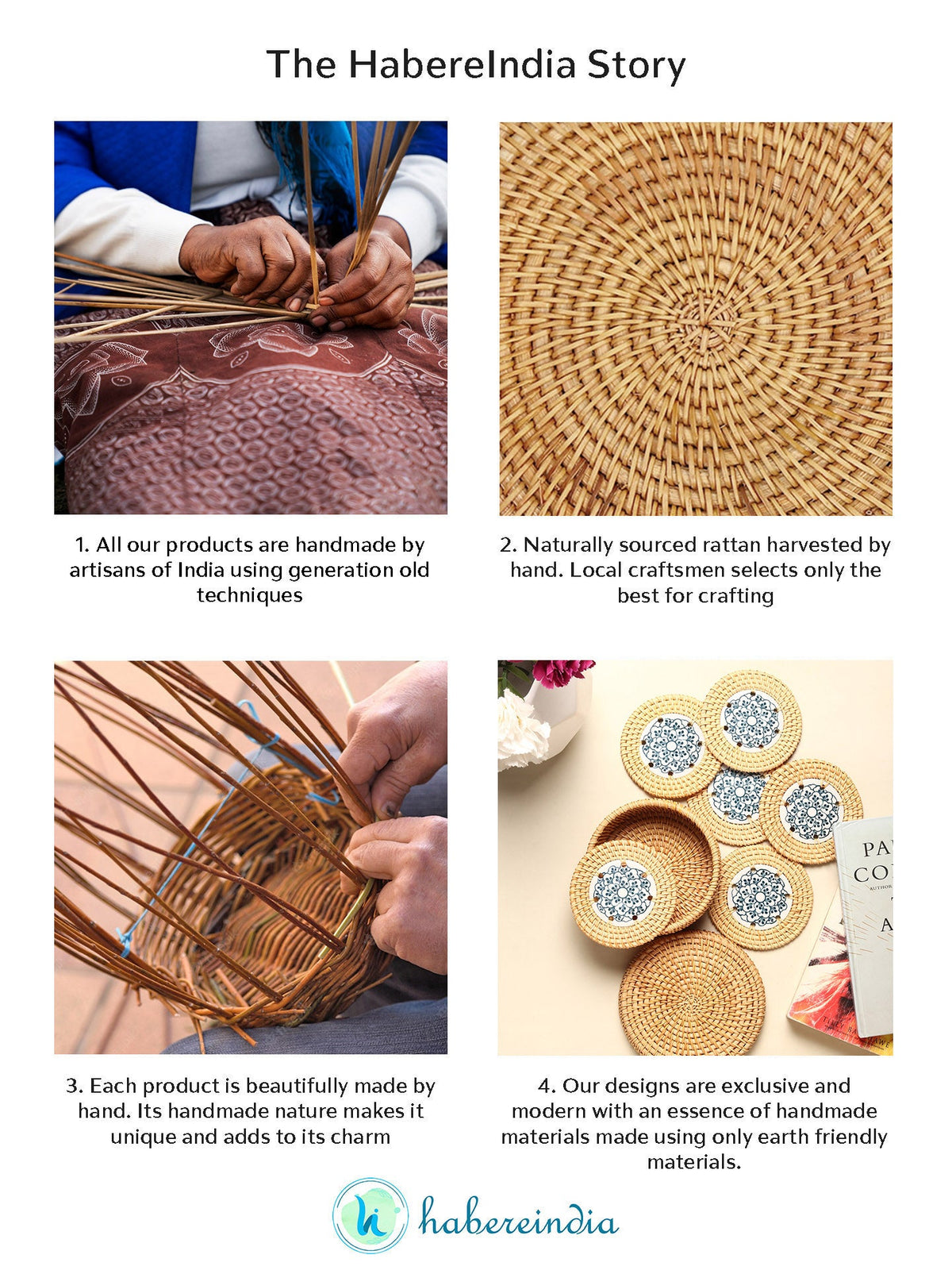 Handwoven Rattan Tea Coasters for Tabletop, Dining, and Beverage Protection
