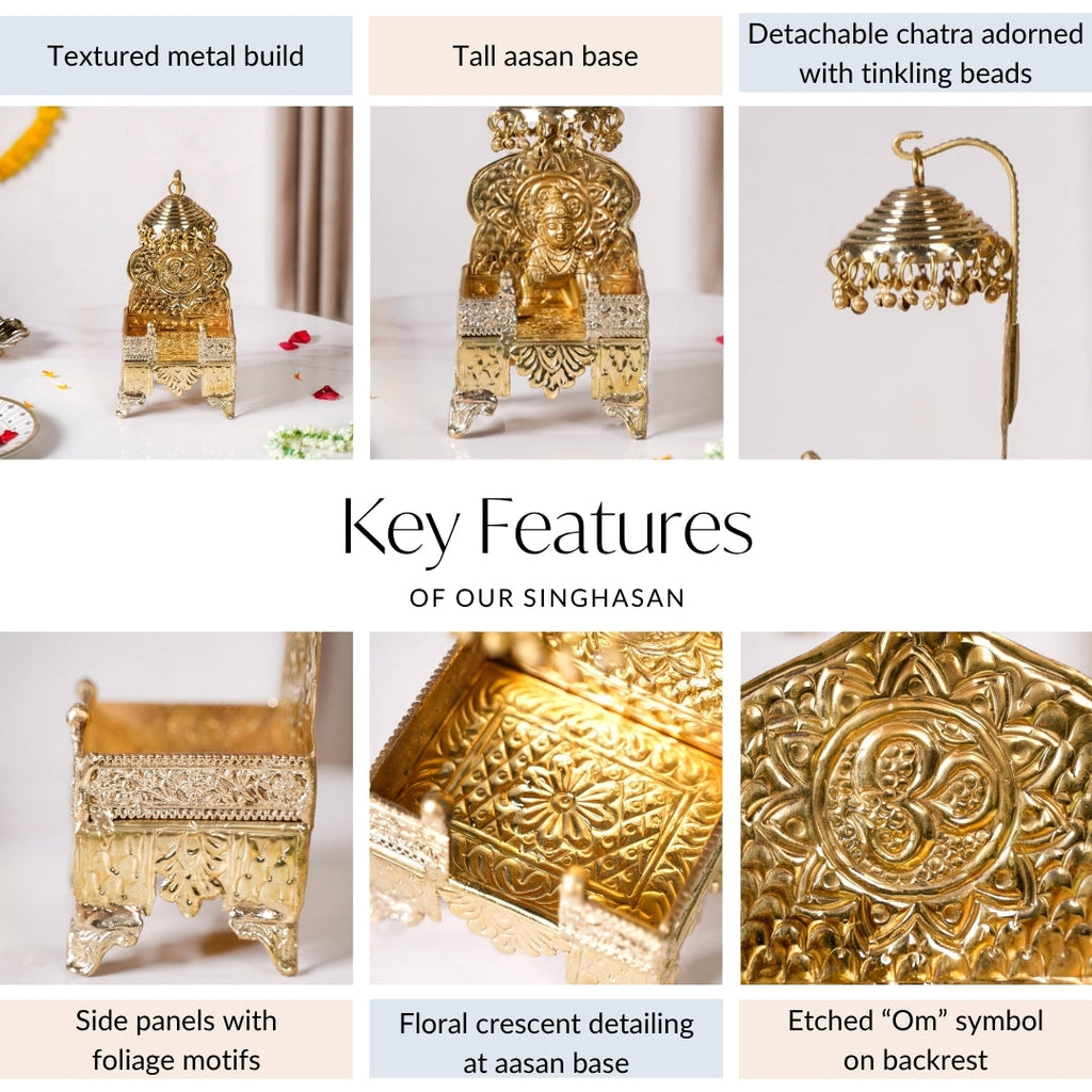 Brass Singhasan With Detachable Chatra Nestasia