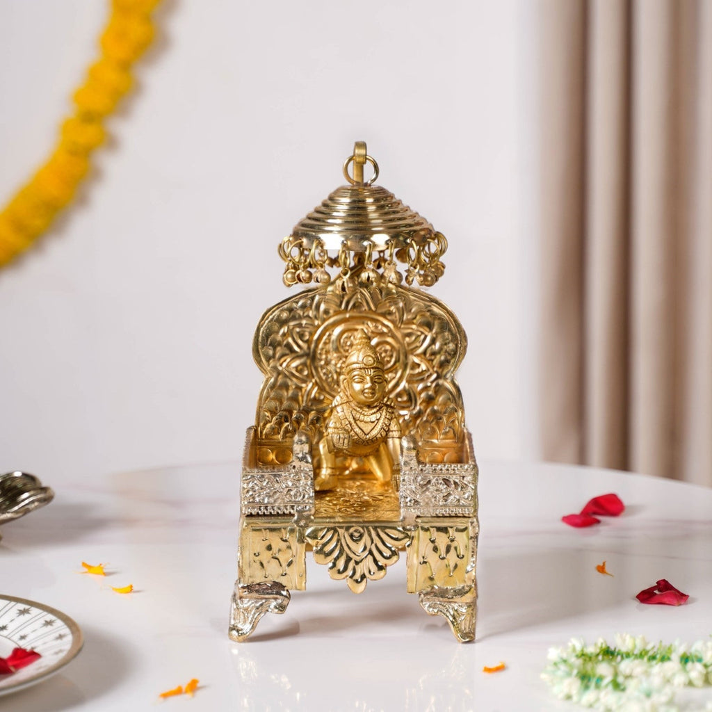 Brass Singhasan With Detachable Chatra Nestasia