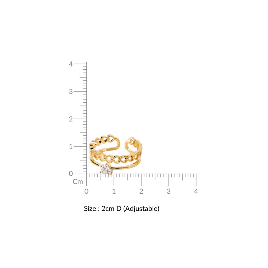 All Hearts Studded Gold Ring