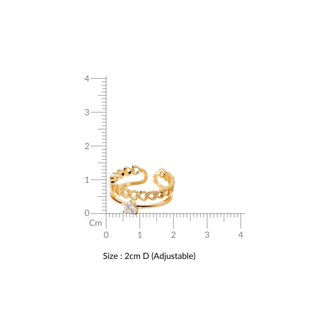 All Hearts Studded Gold Ring