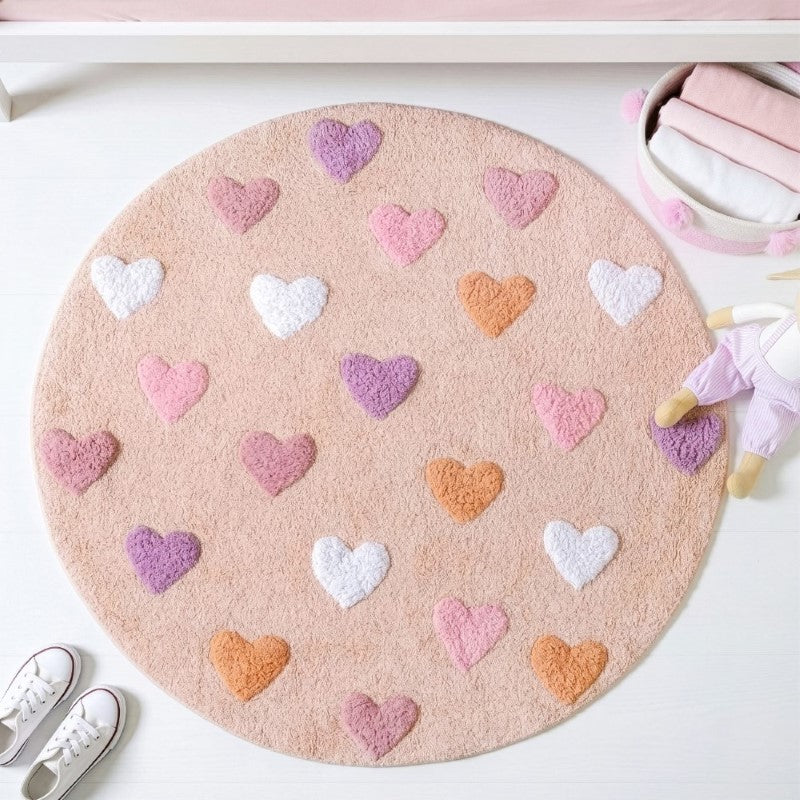 All Hearts Soft Girl Round Rug 100cm Nestasia