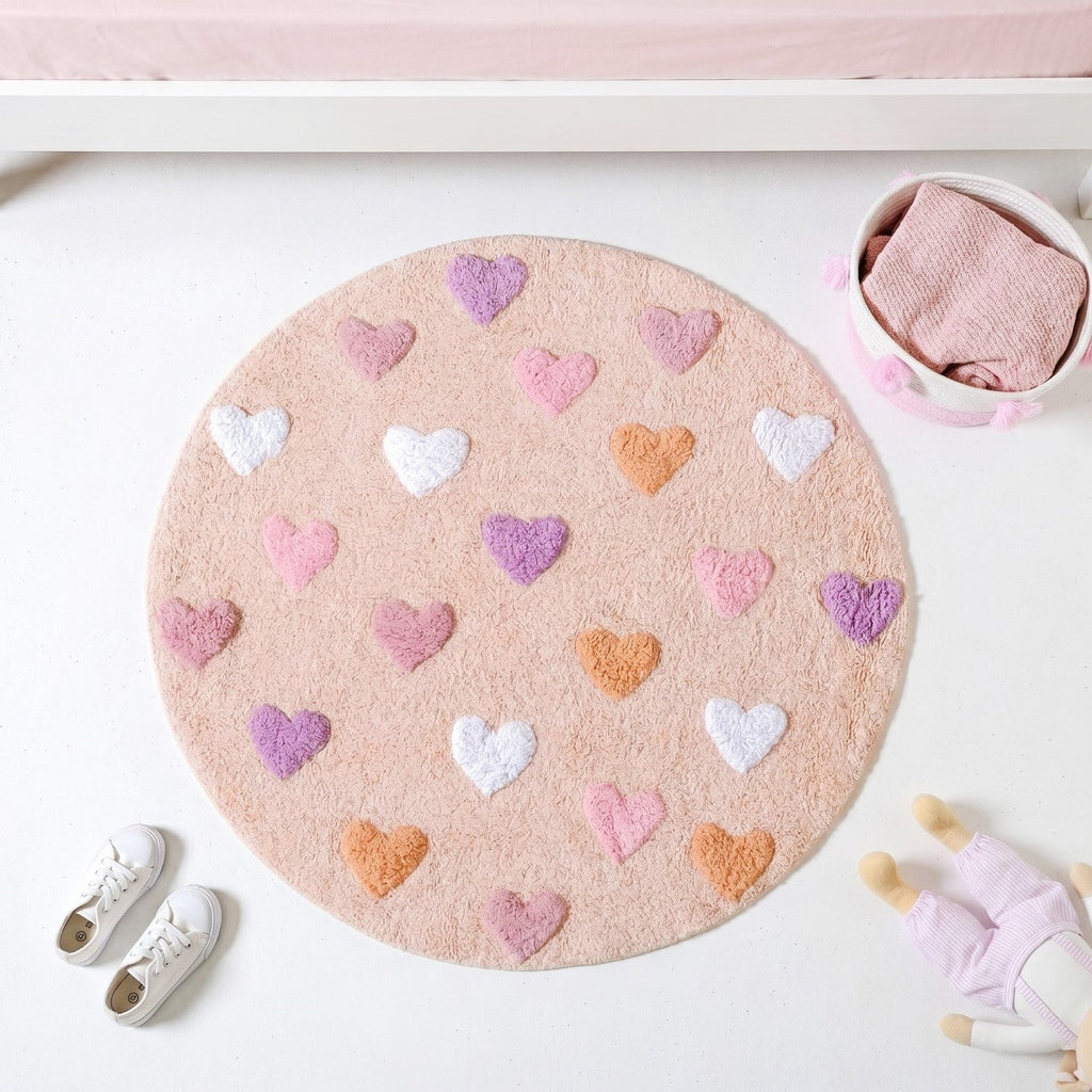 All Hearts Soft Girl Round Rug 100cm Nestasia