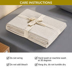 All Season Waffle Sofa Throw Blanket Beige White 220x200cm Nestasia
