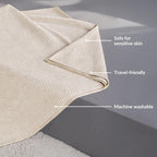 All Season Waffle Sofa Throw Blanket Beige White 220x200cm Nestasia