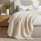 All Season Waffle Sofa Throw Blanket Beige White 220x200cm Nestasia