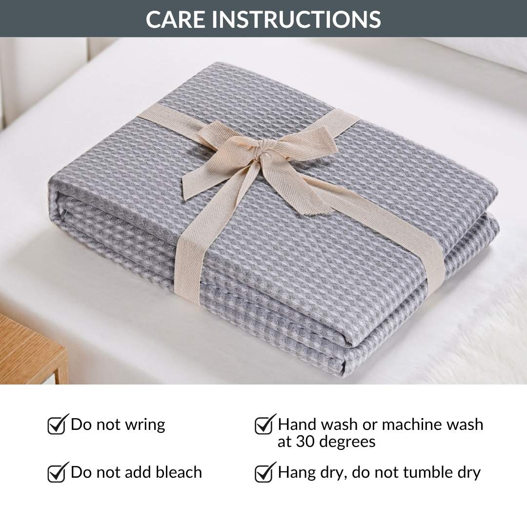 All Season Waffle Sofa Throw Blanket Grey White 220x200cm Nestasia
