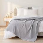 All Season Waffle Sofa Throw Blanket Grey White 220x200cm Nestasia