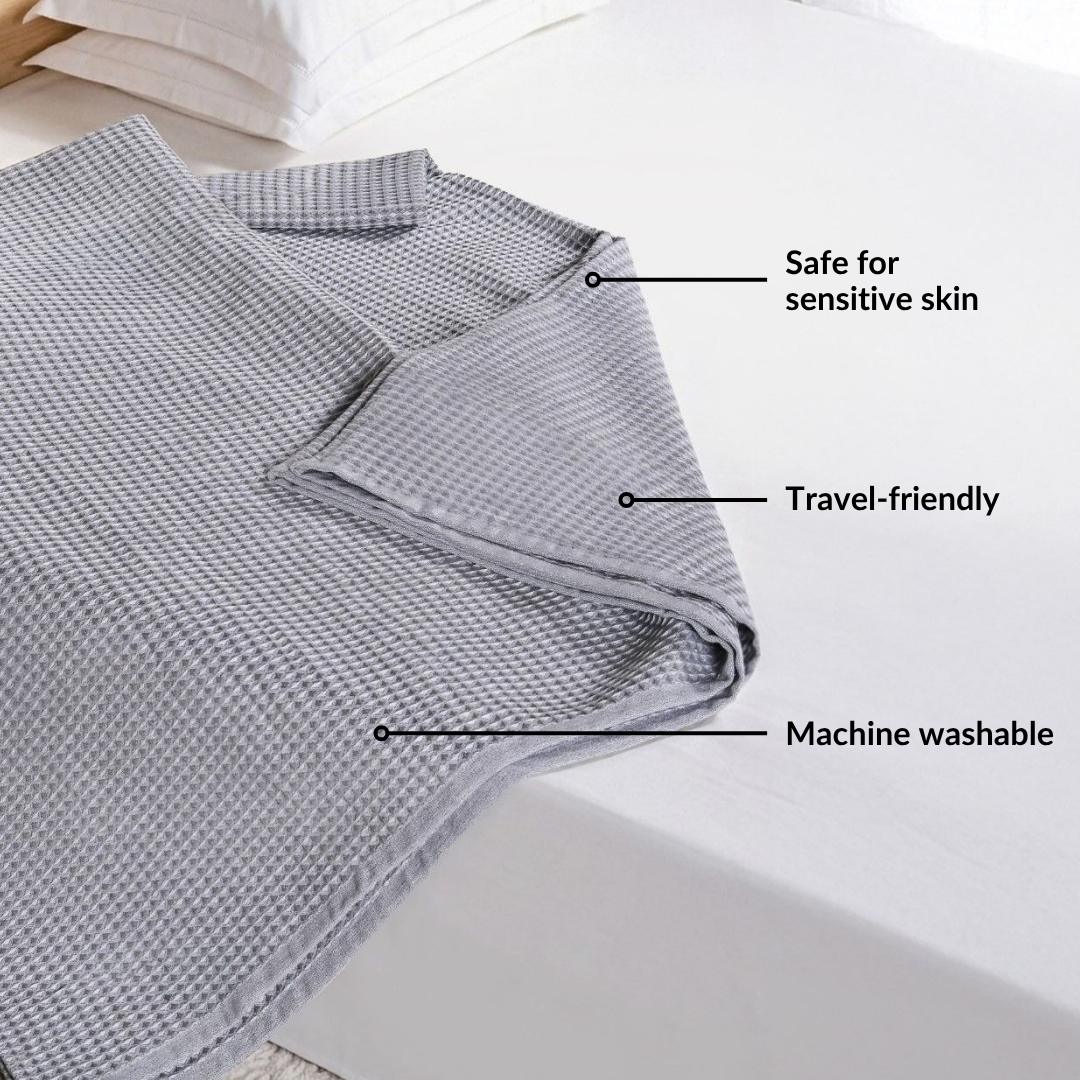 All Season Waffle Sofa Throw Blanket Grey White 220x200cm Nestasia