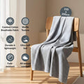 All Season Waffle Sofa Throw Blanket Grey White 220x200cm Nestasia