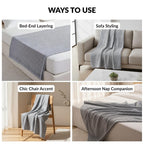 All Season Waffle Sofa Throw Blanket Grey White 220x200cm Nestasia