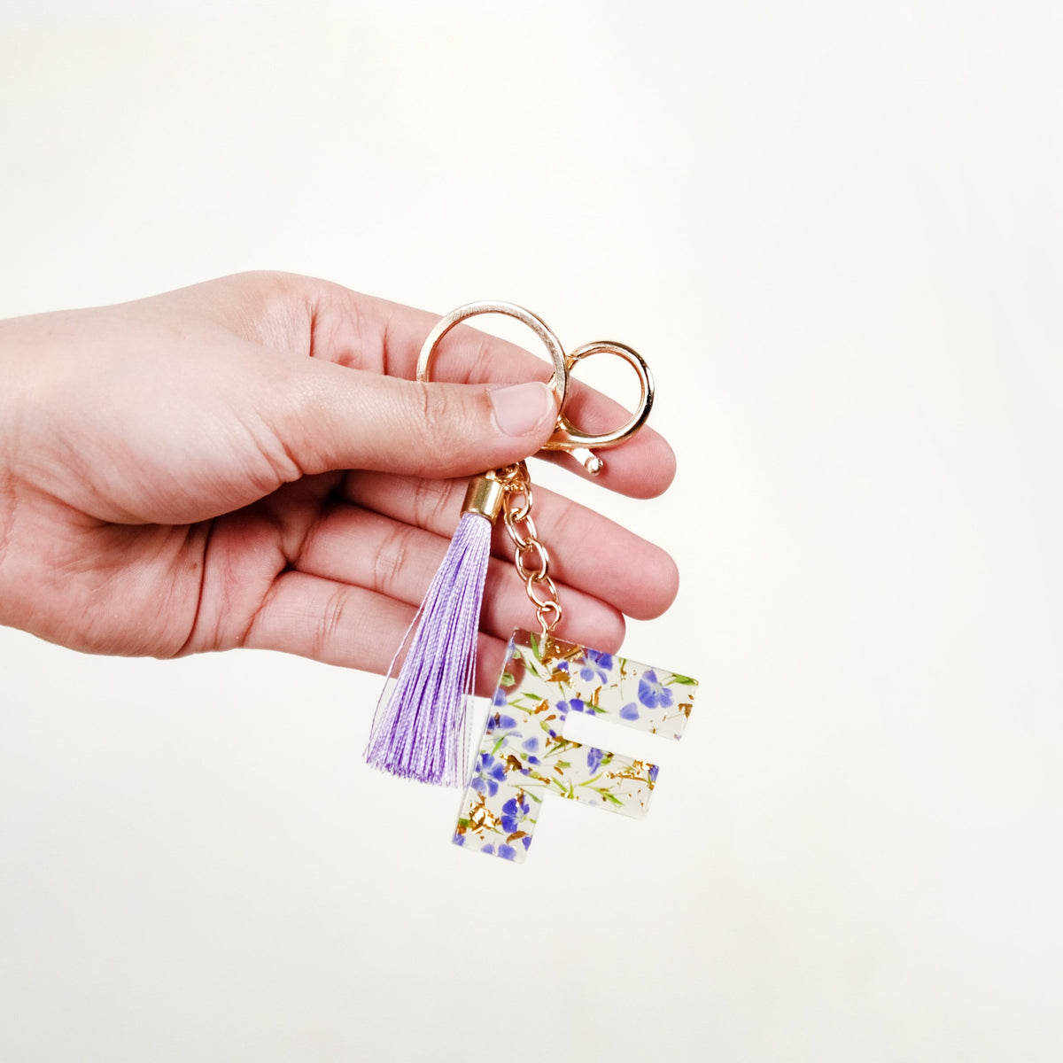 Floral Fantasy F Keychain With Satin Tassel Nestasia