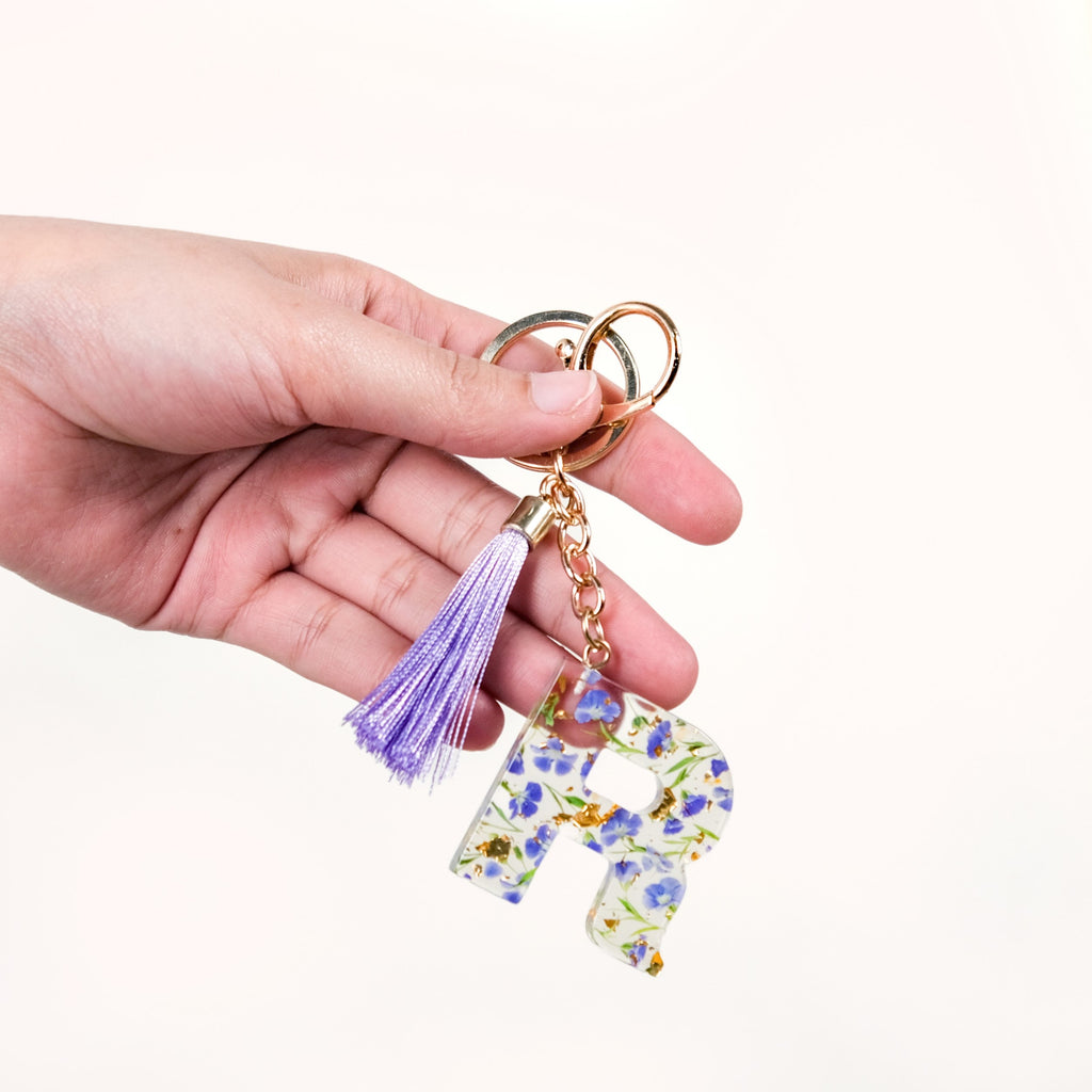 Lush Lilac Floral Accents R Keychain Nestasia