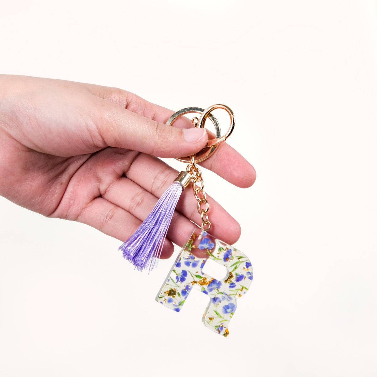 Lush Lilac Floral Accents R Keychain Nestasia
