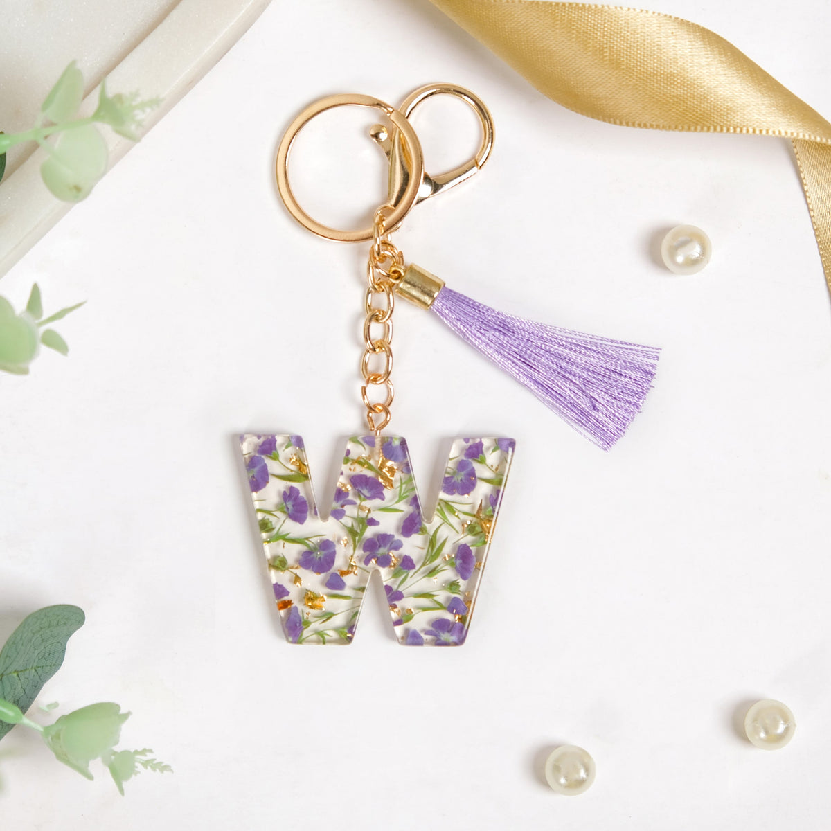 Wonderous Wildflower W Alphabet Keyring Nestasia
