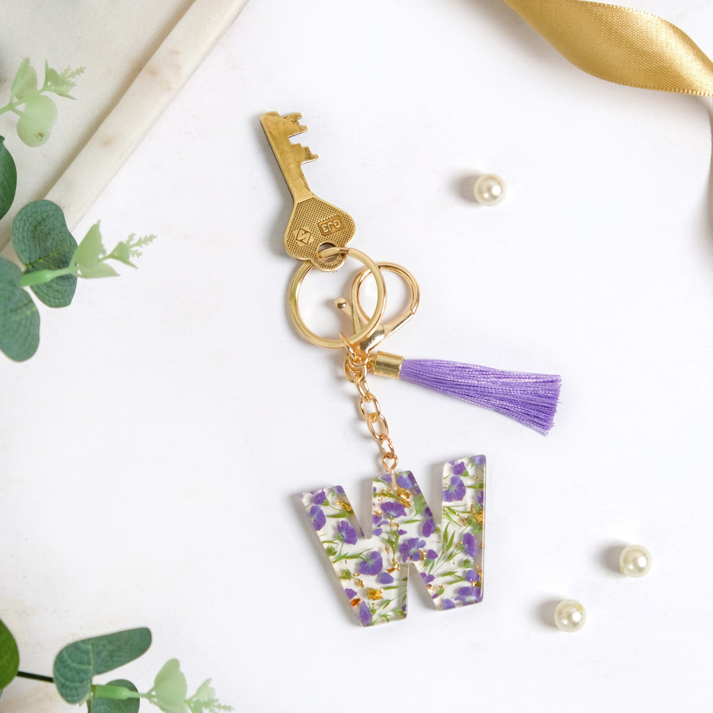 Wonderous Wildflower W Alphabet Keyring Nestasia