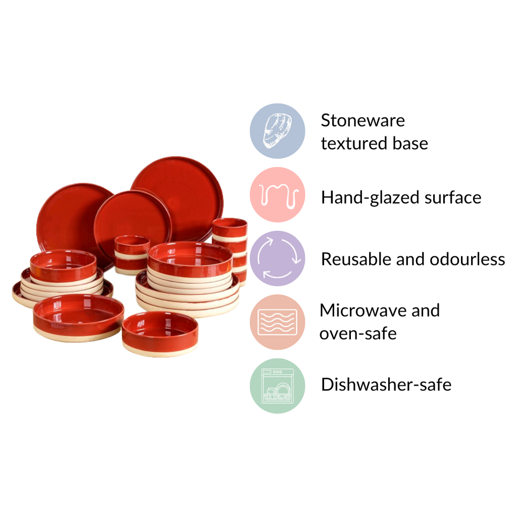 Amber Clay 22 Piece Dinnerset For 6 Nestasia