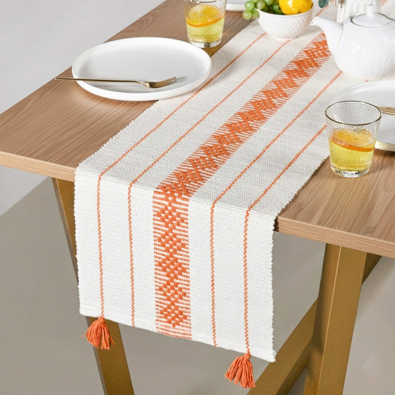 Amber Weave Cotton Runner With Tassels 180x33cm Nestasia