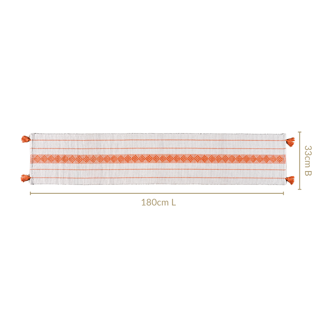 Amber Weave Cotton Runner With Tassels 180x33cm Nestasia