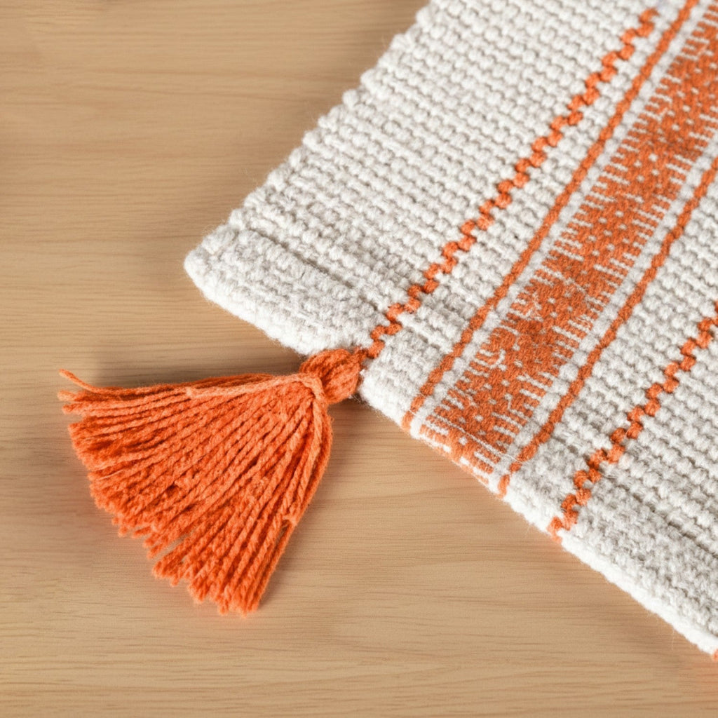 Amber Weave Cotton Runner With Tassels 180x33cm Nestasia